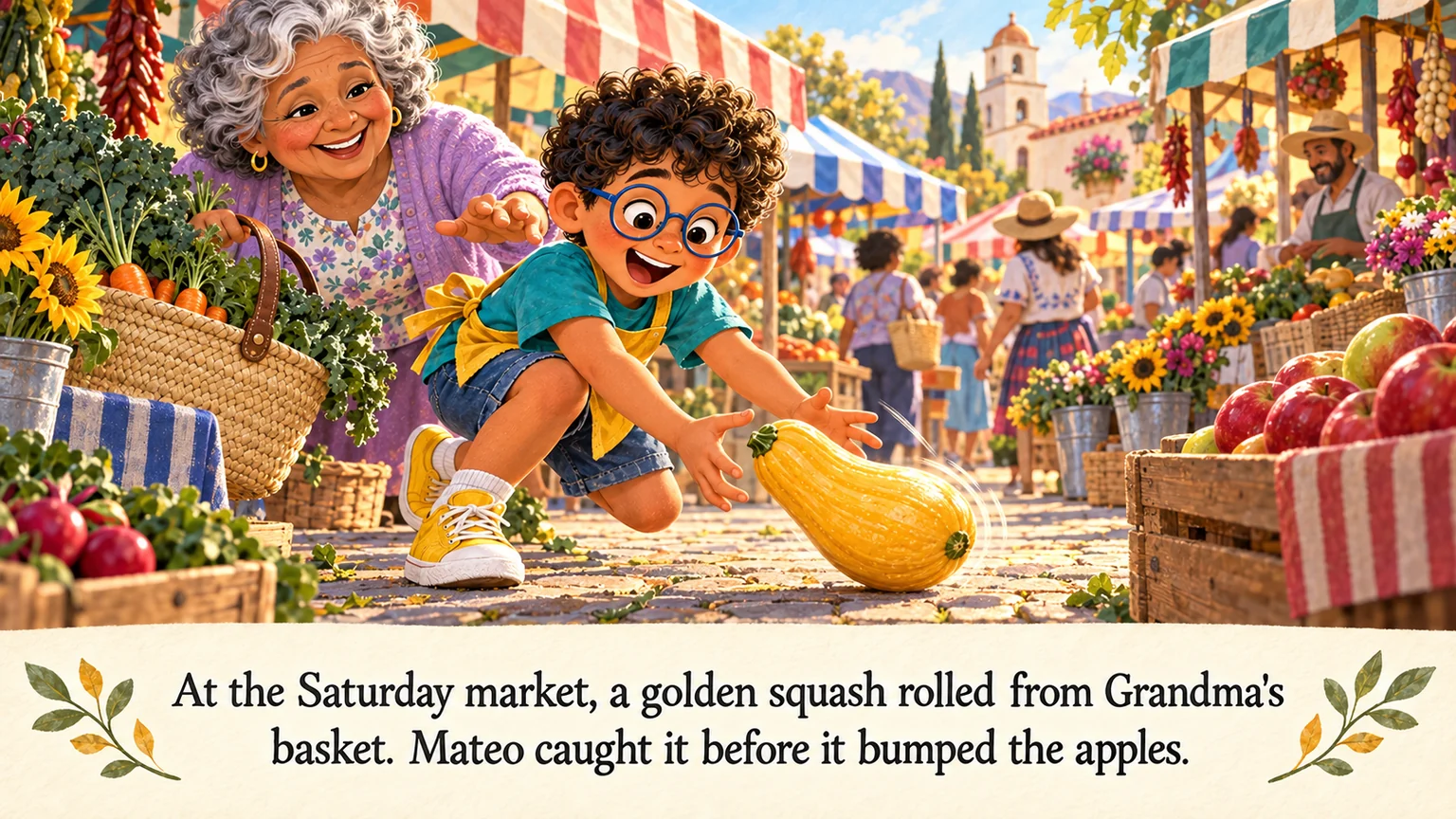 Illustration of page 1 of story Mateo and the Golden Squash