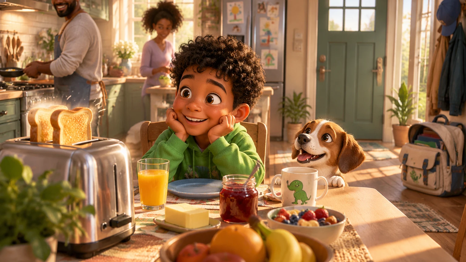 Illustration of page 1 of story Sam’s Picture-Card Morning