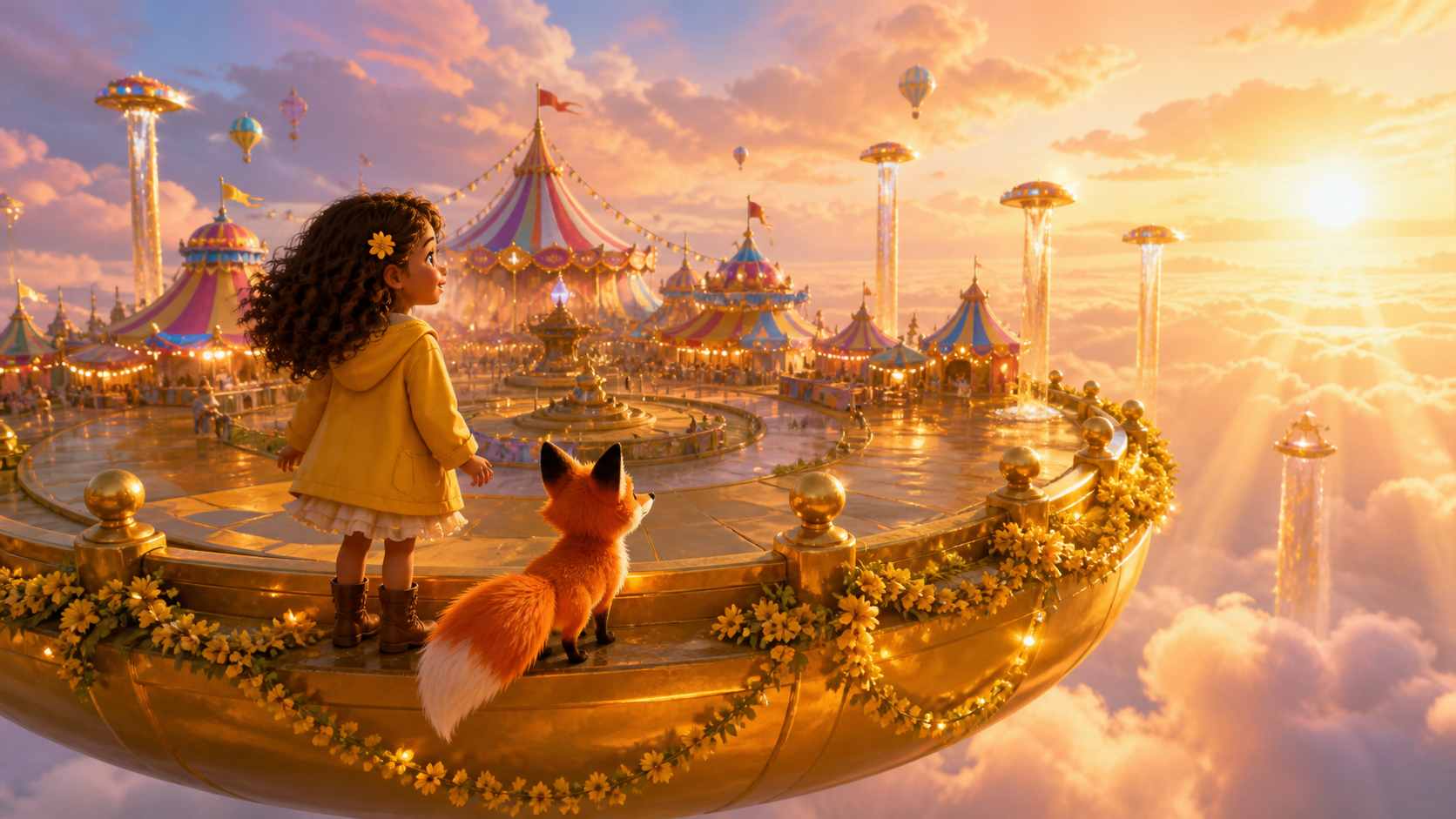 Illustration of page 1 of story The Sunbeam Stilts Above Buttercup Square