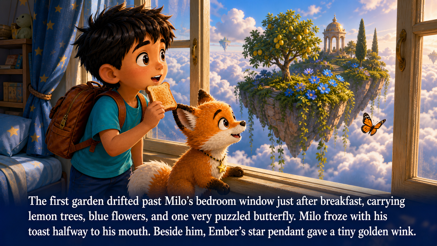 Illustration of page 1 of story The Compass on Cloud Island