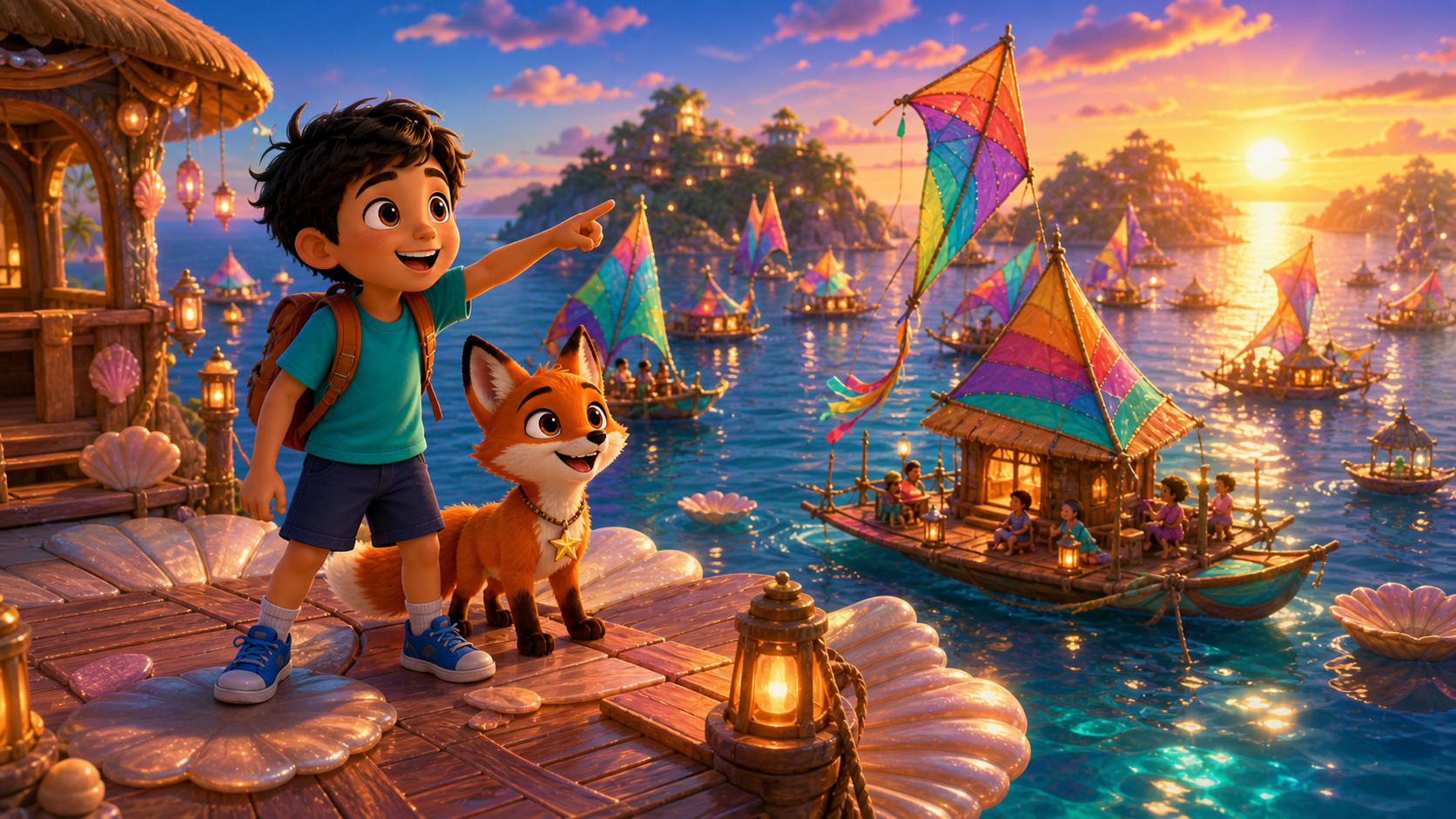 Illustration of page 1 of story The Kite Ferry Across Lullaby Lagoon