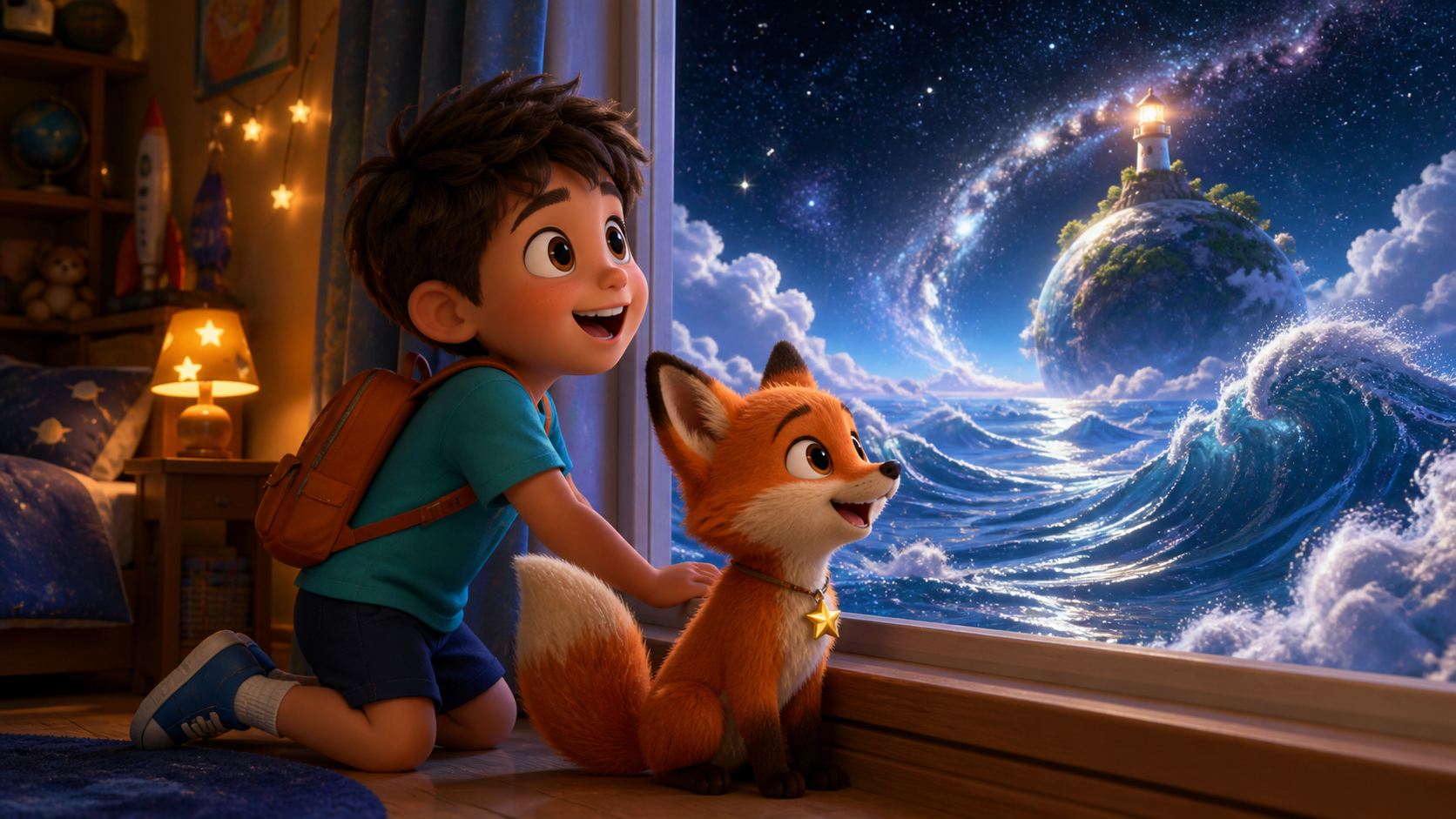 Illustration of page 1 of story The Lighthouse on Planet Tide