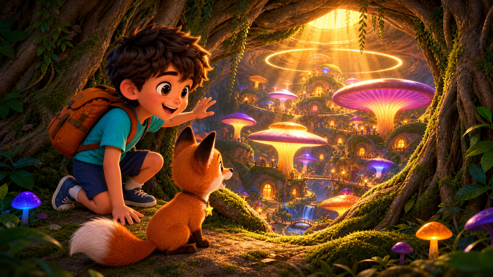 Illustration of page 1 of story The Village That Woke by Mushrooms